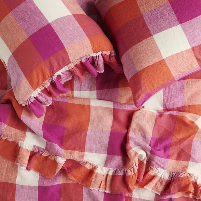 Otto's Corner Store - Sherbet Check Ruffle Flat Sheet