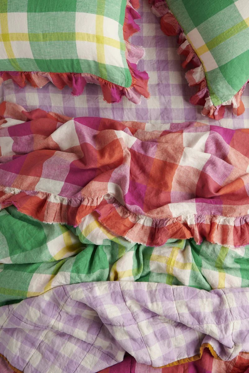 Otto's Corner Store - Sherbet Check Ruffle Flat Sheet