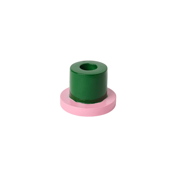 Otto's Corner Store - Short Green and Pink Taper Candle Holder