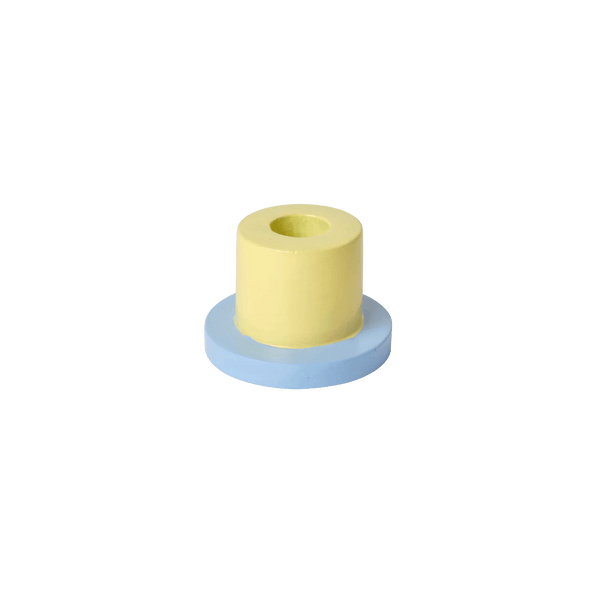 Otto's Corner Store - Short Yellow and Blue Taper Candle Holder