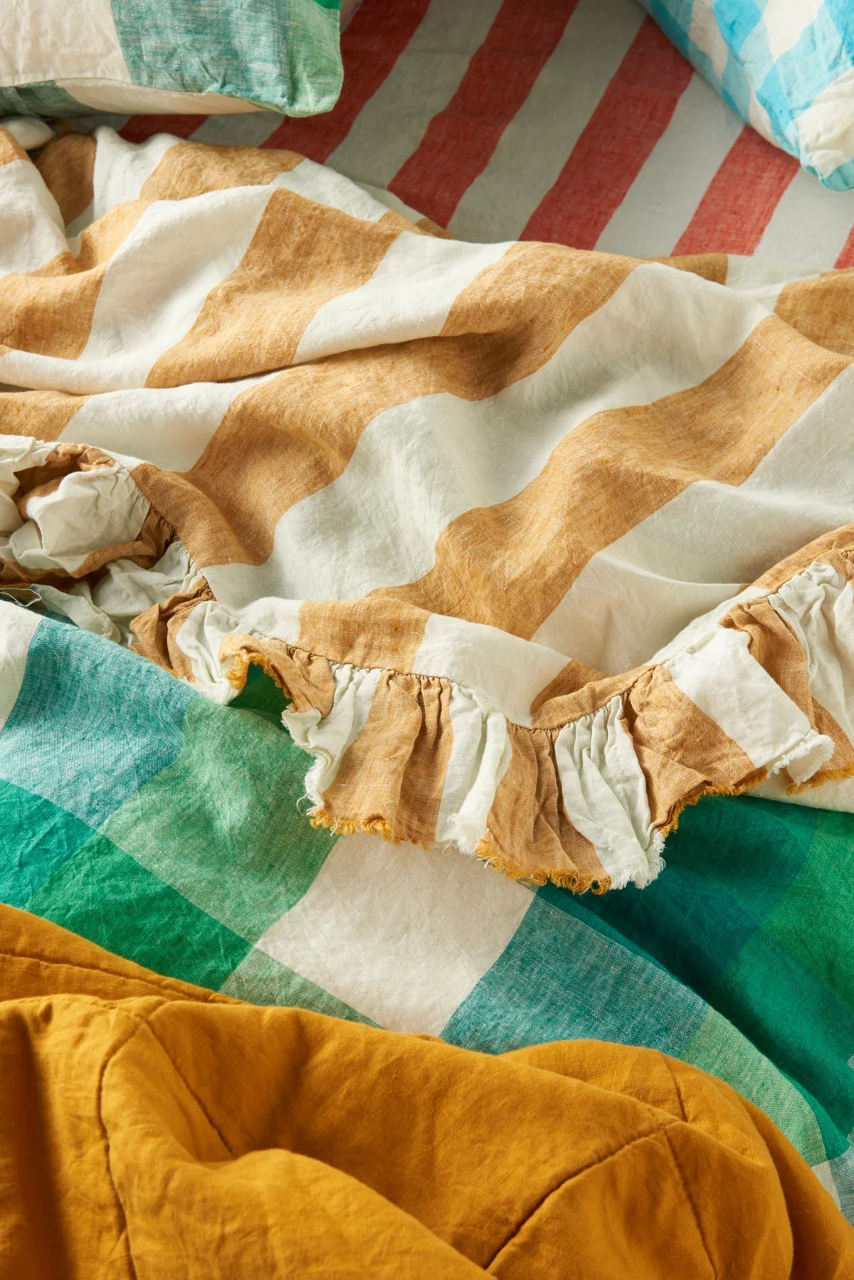 Otto's Corner Store - Turmeric Stripe Ruffle Flat Sheet