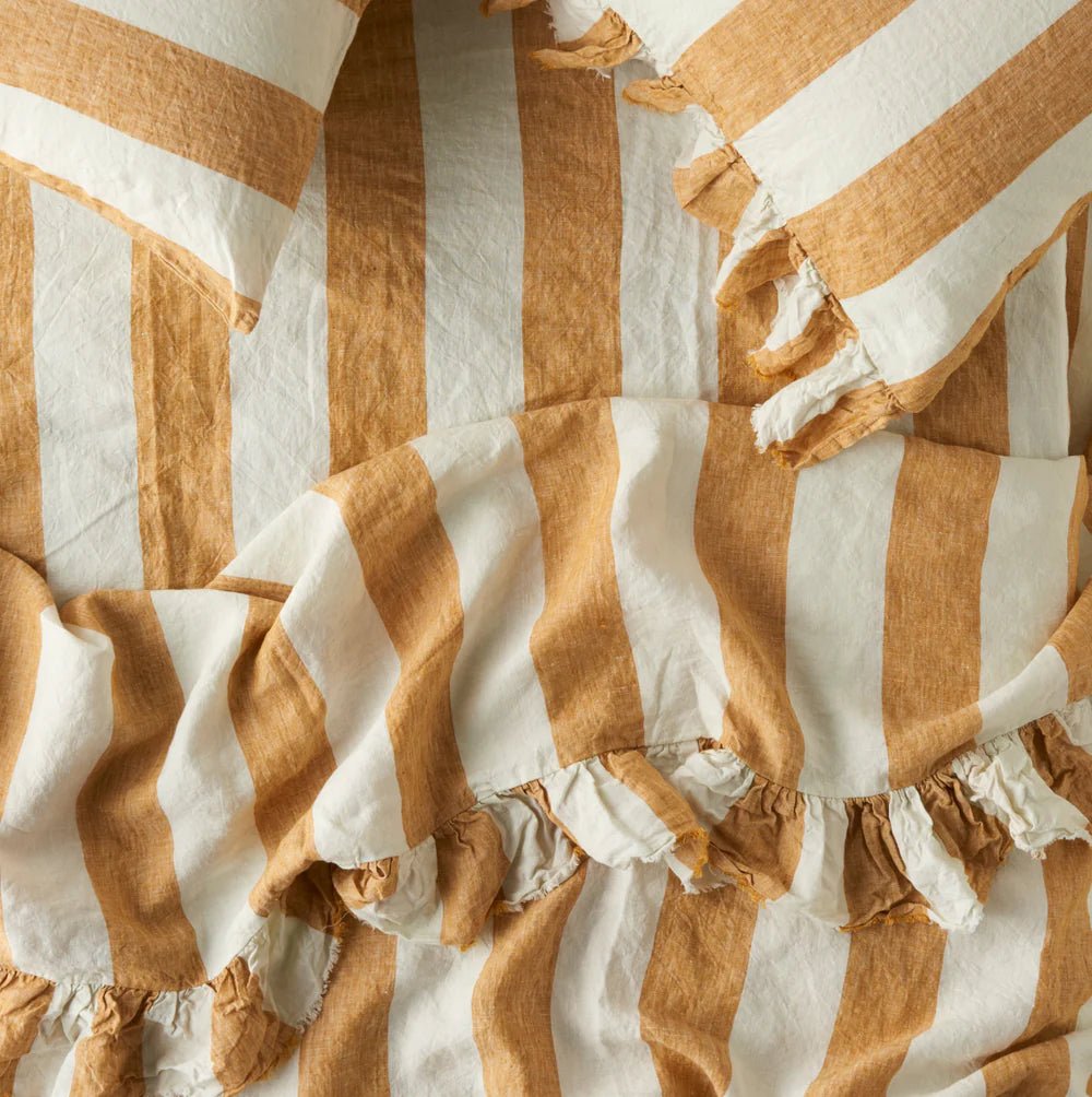 Otto's Corner Store - Turmeric Stripe Ruffle Flat Sheet