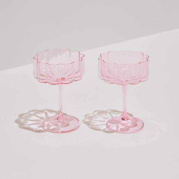 Otto's Corner Store - Two x Wave Coupe Glasses - Pink