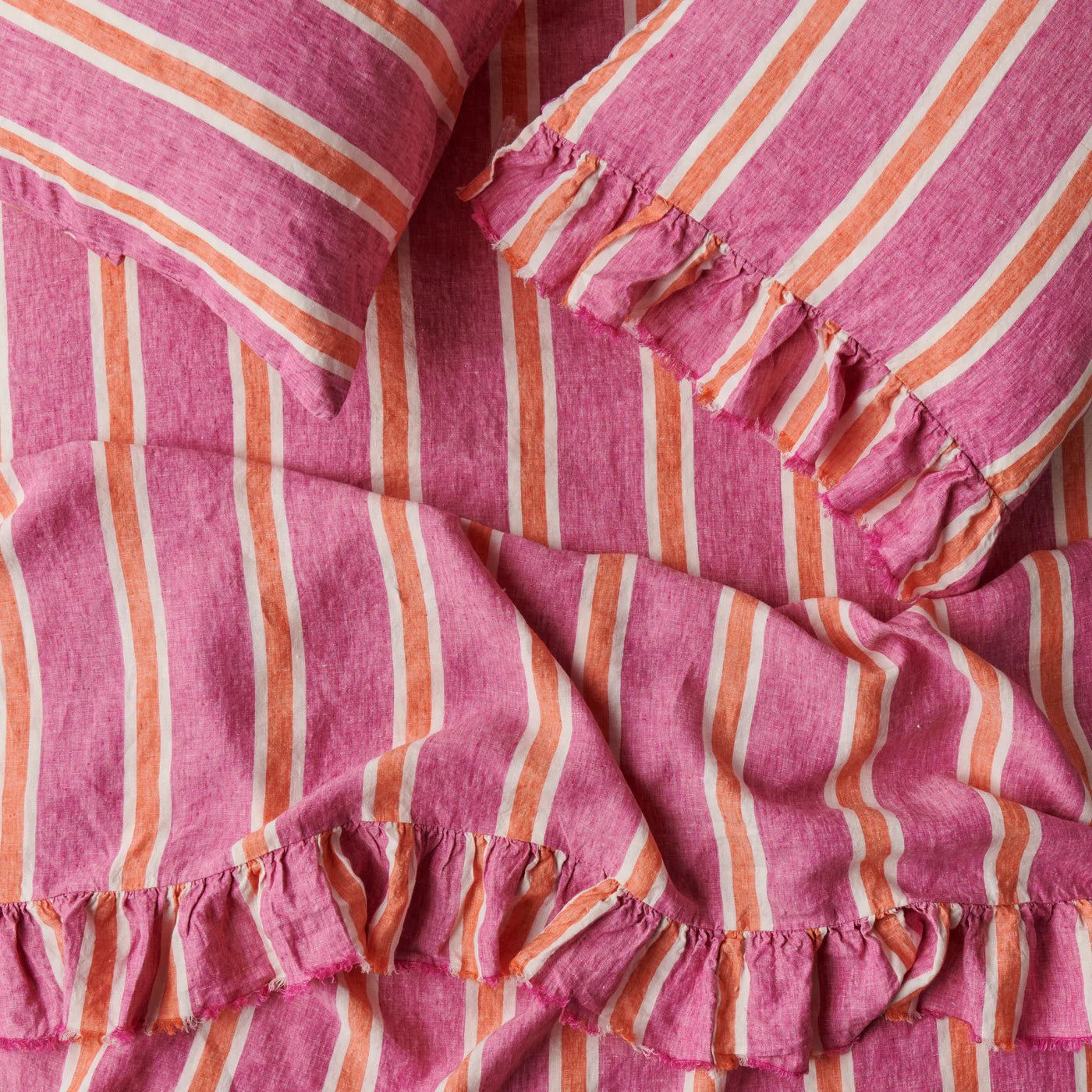 Otto's Corner Store - Wildberry Stripe Ruffle Flat Sheet