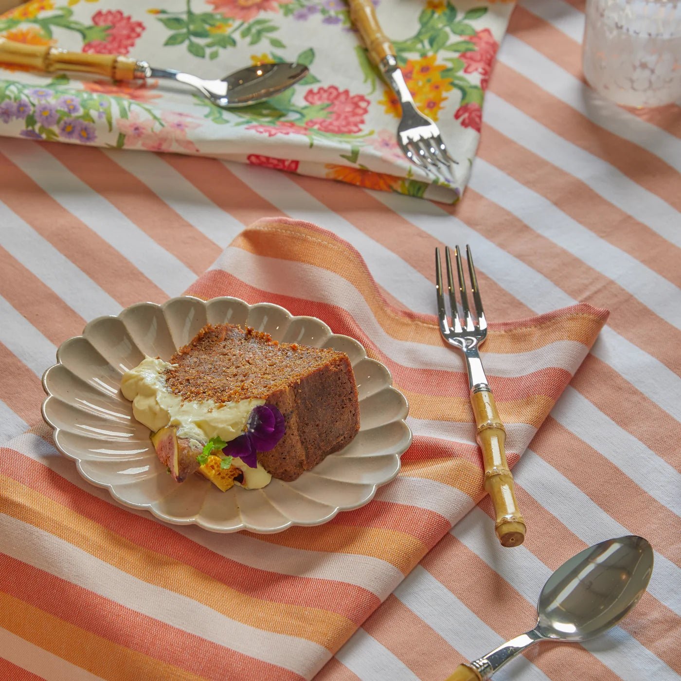 Otto's Corner Store - Woven Stripe Tablecloth - Pink